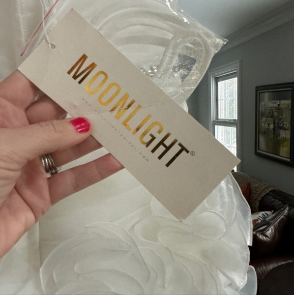 Moonlight Bridal White Embellished Ruched Strapless Dress - Picture 10 of 12